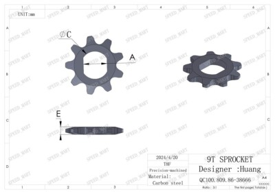 T8F 9 Tooth Sprocket Dual D-bore for Electric Scooter Motorcycles