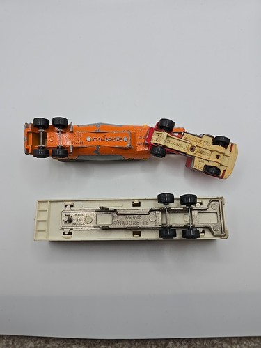 Vintage Majorette No.324 1/100 Fuel Petrol Tanker Truck Red orange Roadway - Picture 10 of 10