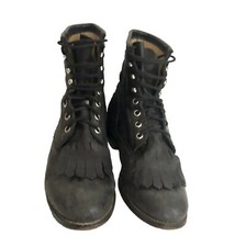 HTF JUSTIN Roper Kiltie Western Boot Women's 5.5 D Black 620 Y Leather Lace Up