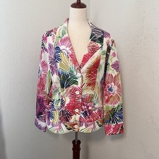 Chicos Women s Multicolored Bright Floral Palm Print Blazer Jacket Size Large