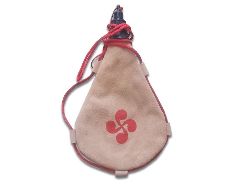 Gourde croix basque en peau bota traditionnelle outre en cuir pour boisson et vin