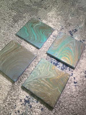 Acrylic Pour Coasters - 4 piece Set