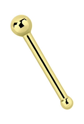 Nasenpiercing Schmuck Nasenstecker Stahl vergoldet Kugel + Stopper, 0,8mm Stärke