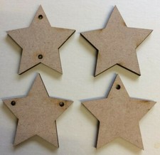 MDF Stars Shapes Wooden Craft Blank Embellishments - Hanging Hole Options