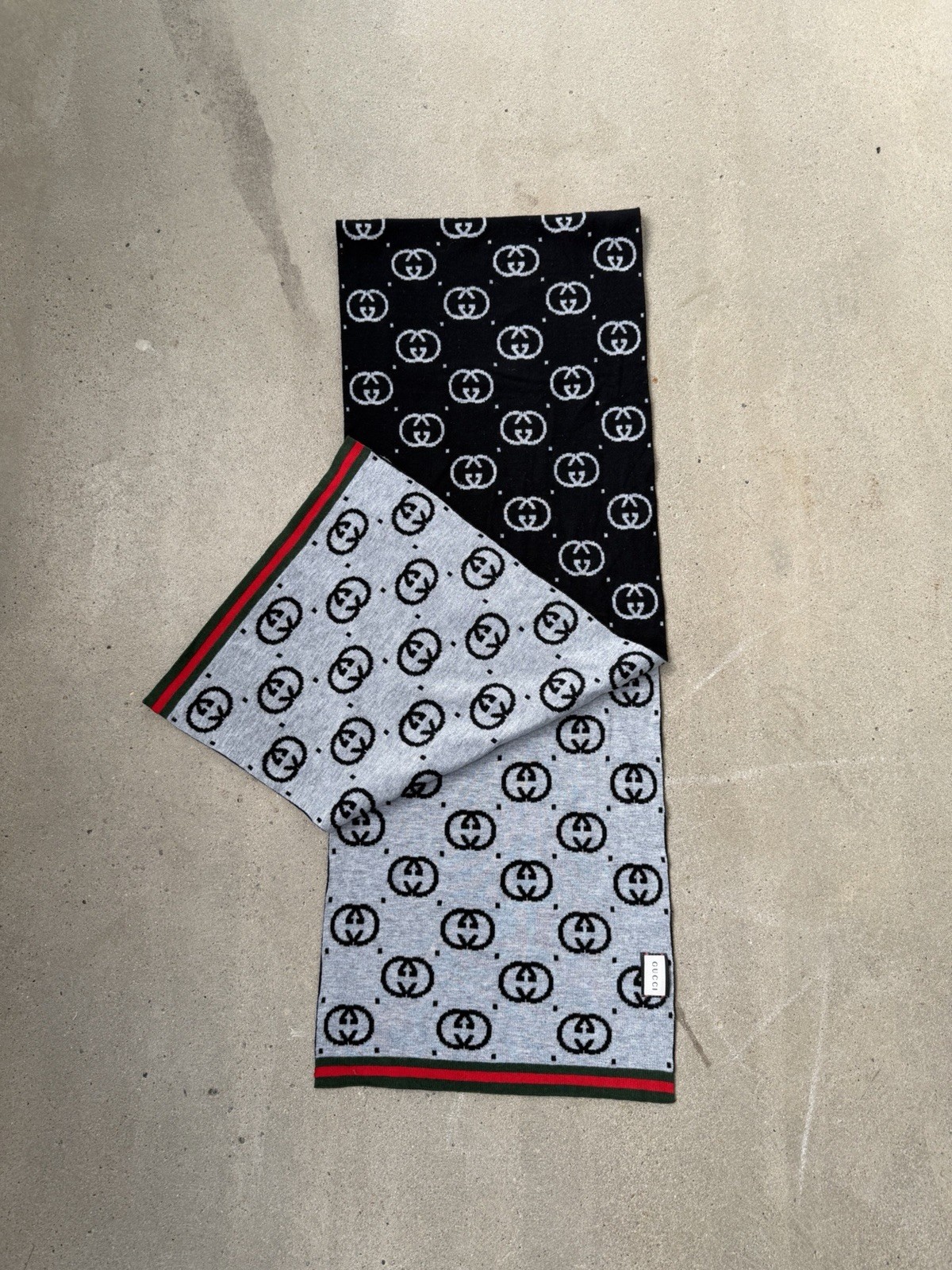 Gucci GG Monogram Logo Long Wool Scarf