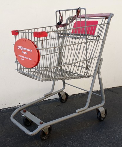 Vintage CVS Pharmacy Metal Shopping Cart Basket Mid-Full Size -Technibilt- P/U