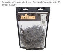 500pk Deck Pocket Hole Screws Pan Head Coarse 8 x 2" Thread DIY Zinc Plated