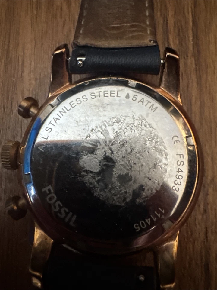 Fossil Men's Chronograph Townsman Navy Leather Strap Watch FS4933 Not Running - Image 4 of 4