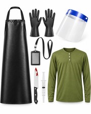 Halloween Butcher Costume for Men 7 pieces Laboratory Costume thriller Party ...