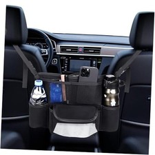 Car Handbag Holder Between Seats Suede Large Capacity Car Purse Holder Black