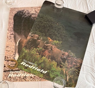 Redfield Scopes Dealer Poster 1970's Guns Firearms Outdoors Hunting Animals Vtg