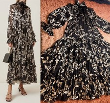 ZIMMERMANN Ladybeetle Tiered Burnout Chiffon Maxi Dress - Black. 0/XS