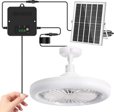 10.2 in Solar Ceiling Fan with Light Indoor Outdoor, Daytime Available Solar She