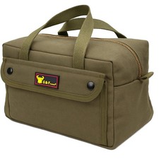 Waxed Canvas Military Duffle Bag, Water-Resistant, Adjustable Strap, Double Z...
