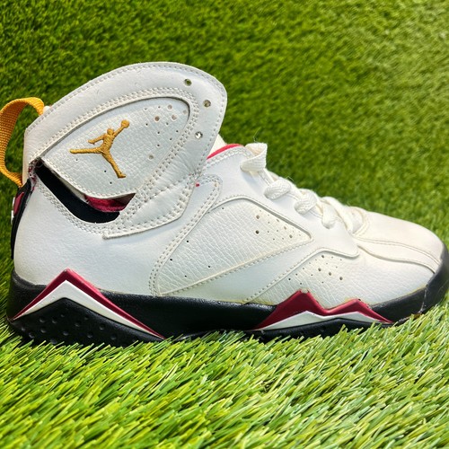 Nike Air Jordan 7 Retro Boys Size 6.5Y White Red Athletic Leather Shoes Sneakers