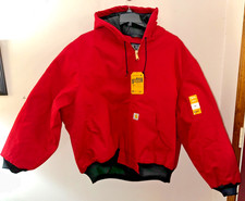 NWT CARHARTT Firm Duck flannel quilt lined hooded Active jacket 3XL J140 Red