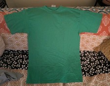 Vtg 90s Pluma Blank T Shirt Medium M Green Heavyweight Cotton Made in USA