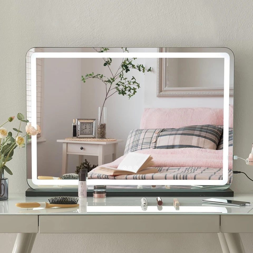 Miroir Meuble Meuble LED 32" avec Ecran Tactile, Charge USB et Loupe 10X - Photo 3/4