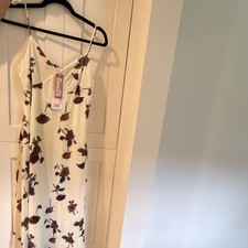 Lucy Paris Floral Velvet Slip Dress Ivory Burgundy Adjustable Straps M
