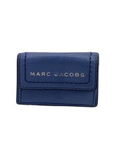 MARC JACOBS Tri-fold Wallet Leather Blue Solid Color Women's