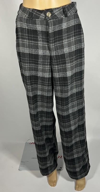 HYFVE Work Wide Leg Pants Womens Size M White Gray Black Plaid