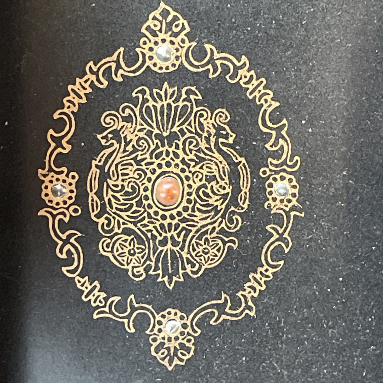 Decorative Book Shaped Ceramic Storage Trinket Box Black & Gold 7685