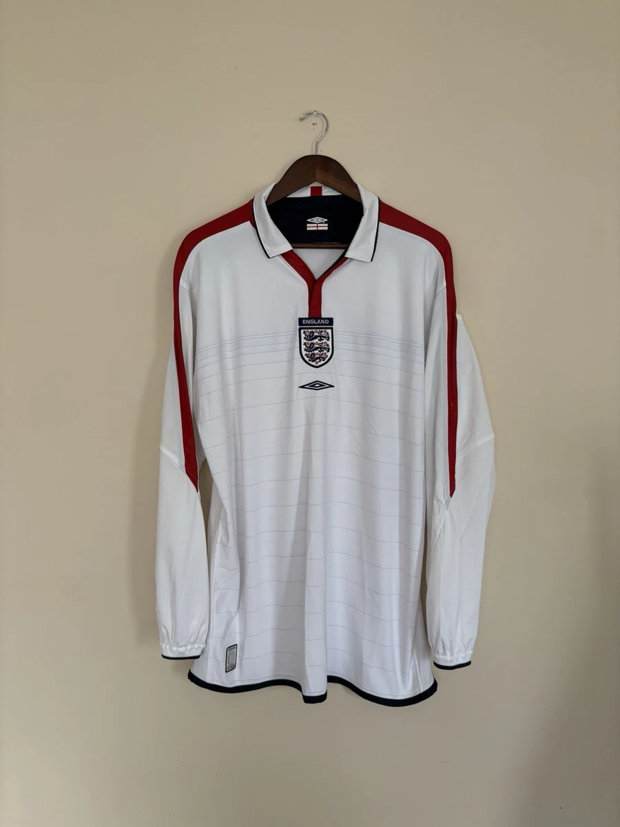 England 2002 WC Home Soccer Long Sleeve Jersey By Umbro Men's Sz England 2002 WC Home Soccer Long Sleeve Jersey By Umbro Men's Sz