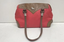 Enmon Women's Pink Brown Western Leather Purse