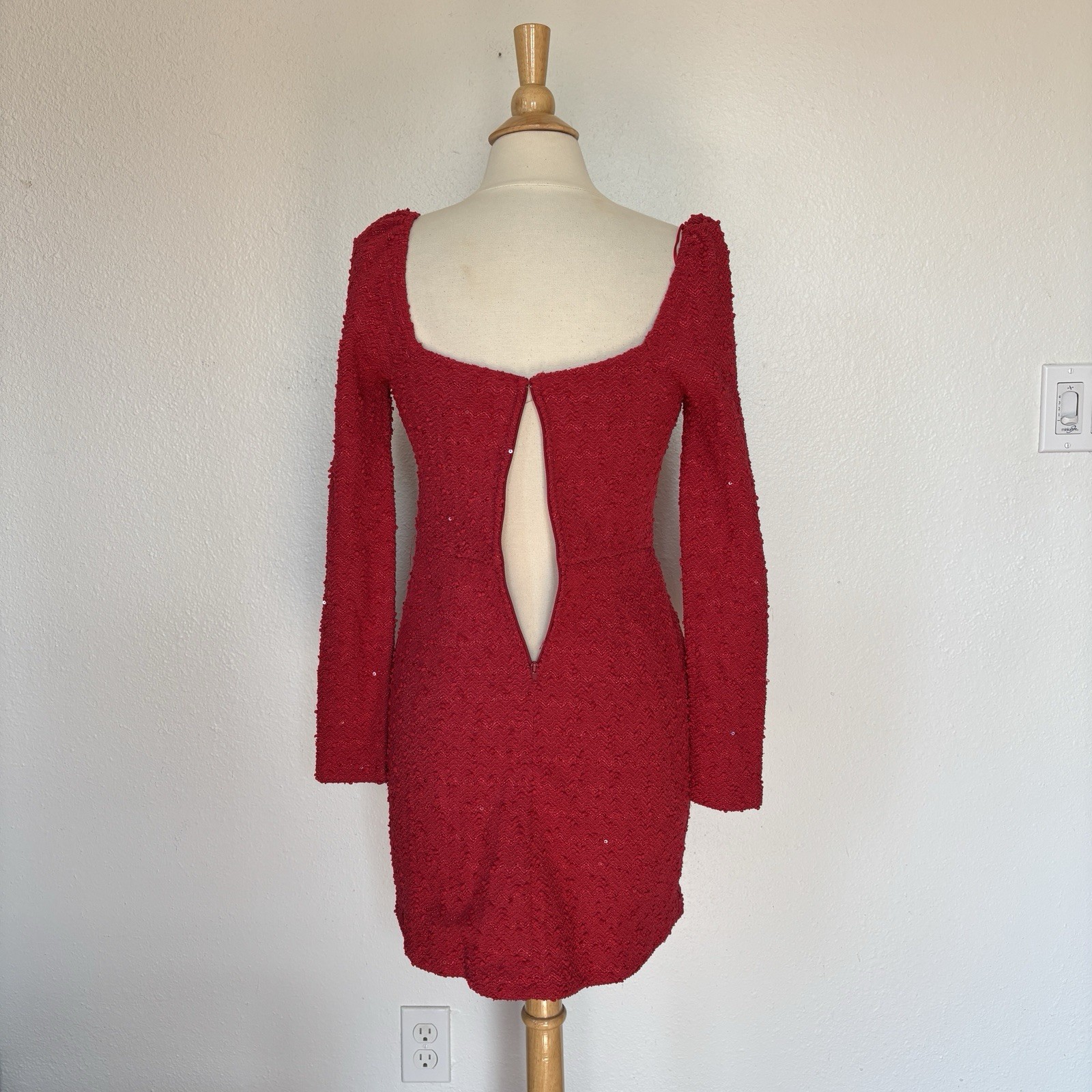 Francesca's Collections Solid Red Sequin Long Sle… - image 6