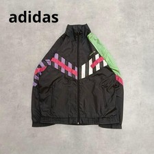 Vintage adidas Nylon Jacket Black 80s Full Zip Embroidered Logo