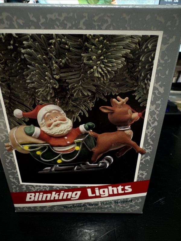 Hallmark 1989 Rudolph the Red Nosed Reindeer Blinking Lights Ornament Vintage