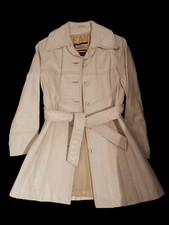 Vintage Suburban Heritage Knee Length Leather Jacket Womens Small Belted Read