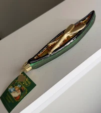 Old World Christmas Green Canoe Glass Blown Ornament 46111 NWT