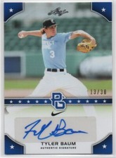 2015 Leaf Perfect Game National Showcase Tyler Baum Auto Athletics Auto Blue /30