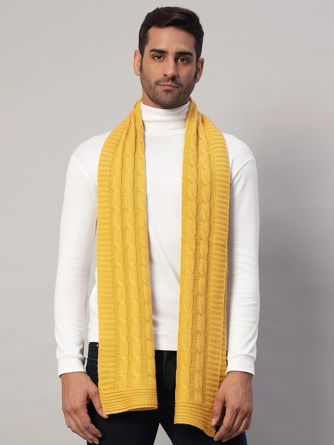 Mens Winter Warm Hand Knitted CASHMERE Scarf Scarves Solid Yellow Wool scarves
Opens in a new window