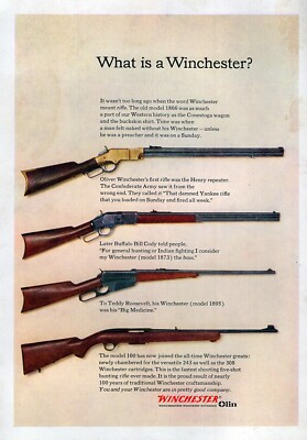 Henry Rifles Advertisements 1962 Winchester Model 1873 1895 100 & Henry Rifle Original Color Print ...
