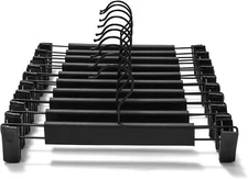 GUANJUNE 10 Pack Clothes Pants Hangers, Space-Saving Skirt 10 Pack, Black 