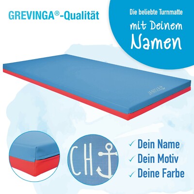 Grevinga Turnmatte mit Ihrem Wunschnamen (RG120) mit Lederecken + Tragschlaufen 