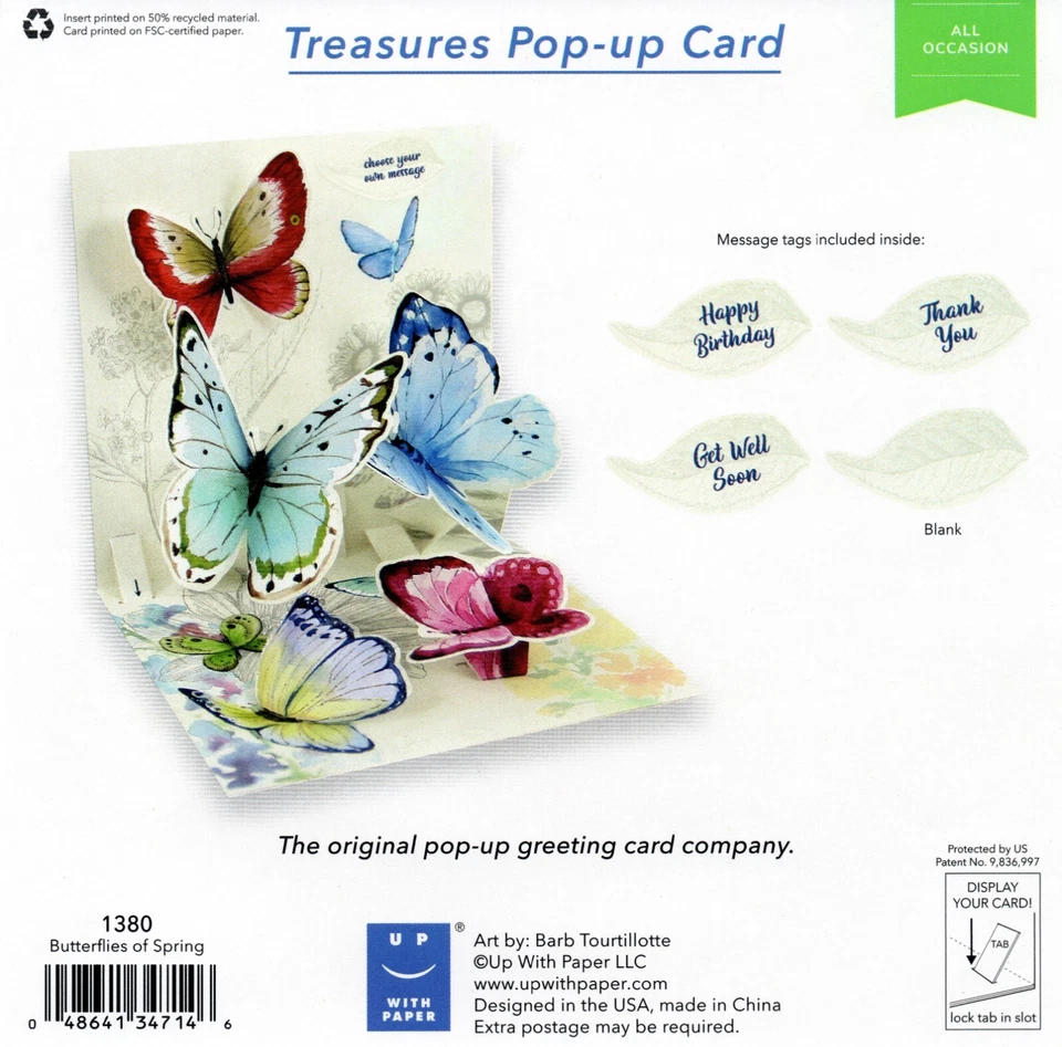 ALL OCCASION Pop-Up Card, Butterflies Spring by Barb Tourtillotte, Up With Paper - Image 3 of 4