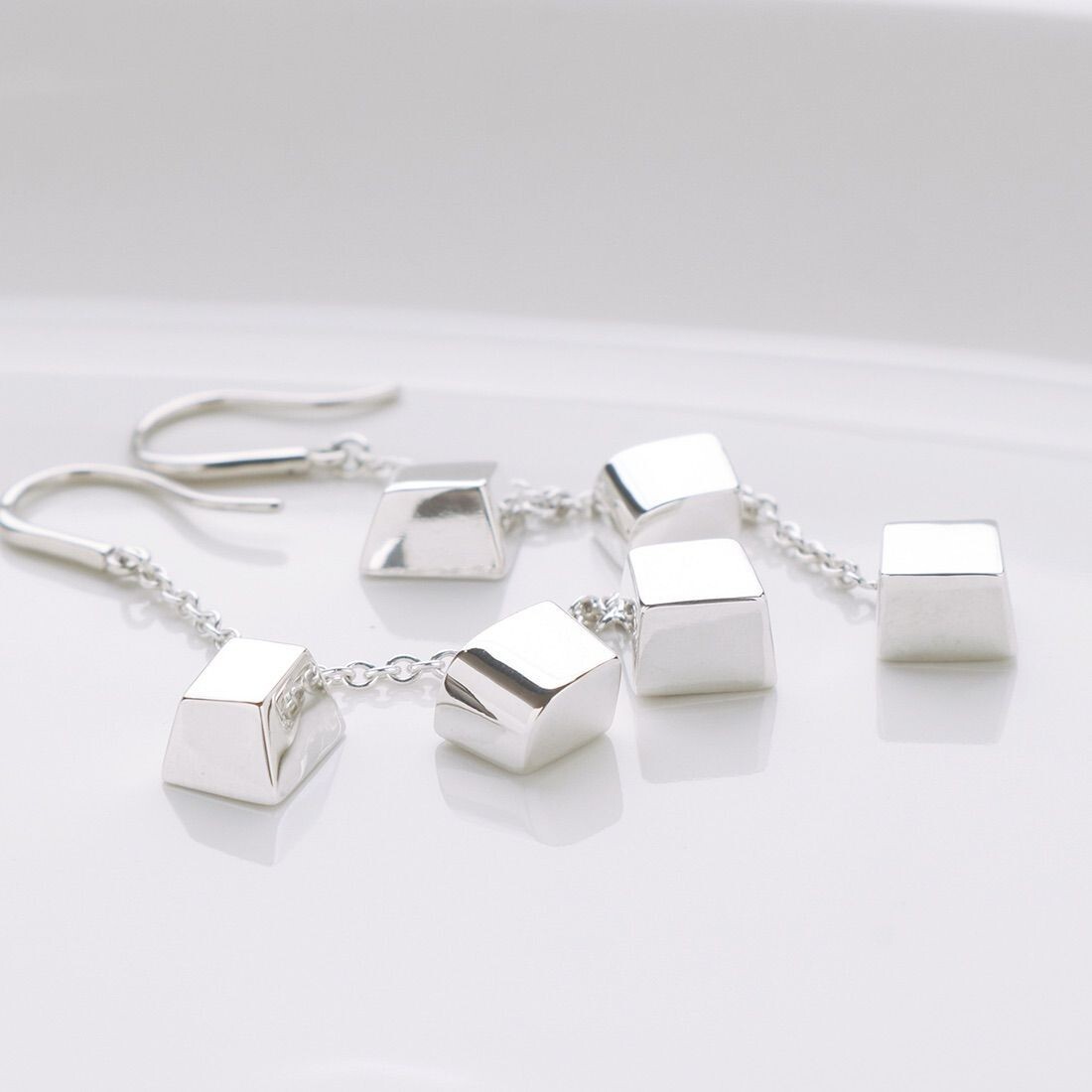 Tiffany & Co. Silver 925 Frank Gehry 3 piece Torque Cube Earrings