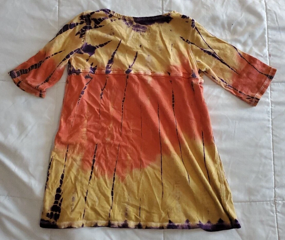 Vestido Lucky Brand Adecuado para Enmarcar Niñas 2 Años Amarillo Naranja Teñido con Corbata Foto 4 de 4