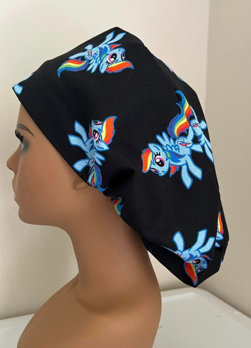 Nuovo cappello scrub berretto infermiera dentista chef hairnet medico cofano euro arcobaleno pony