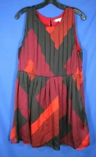 JLO JENNIFER LOPEZ A-Line Tank Dress RED/BLACK COLORBLOCK Silky PLEATED TOP  12