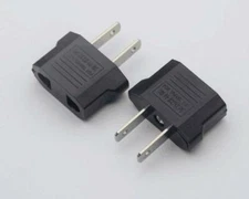  2x European to American Converter Plug Europe AU Australia US USA Charger Black