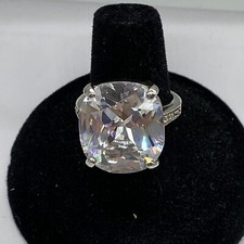 White Quartz 28 mm .925 Sterling Silver Solitaire band Ring size 7