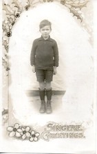 BOY - SINCERE GREETINGS c1910 CHRISTMAS POSTCARD