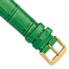 DeBeer 18mm Green Crocodile-Style Grain Chrono Gold-tone Buckle Watch Band