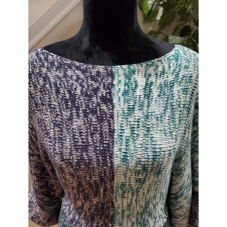 Suéter Pullover Manga Larga Cuello Barco Acrílico Gris/Verde De Colección Suzie Mujer L Foto 3 de 4