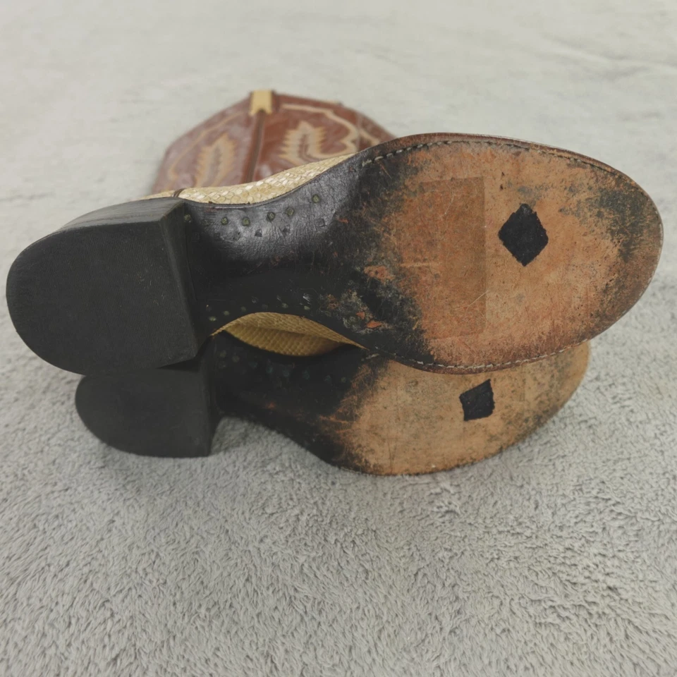 Larry Mahan Boots Womens 6.5 B Exotic Snake Leather Tan Brown USA Cowboy Western - Image 3 of 4