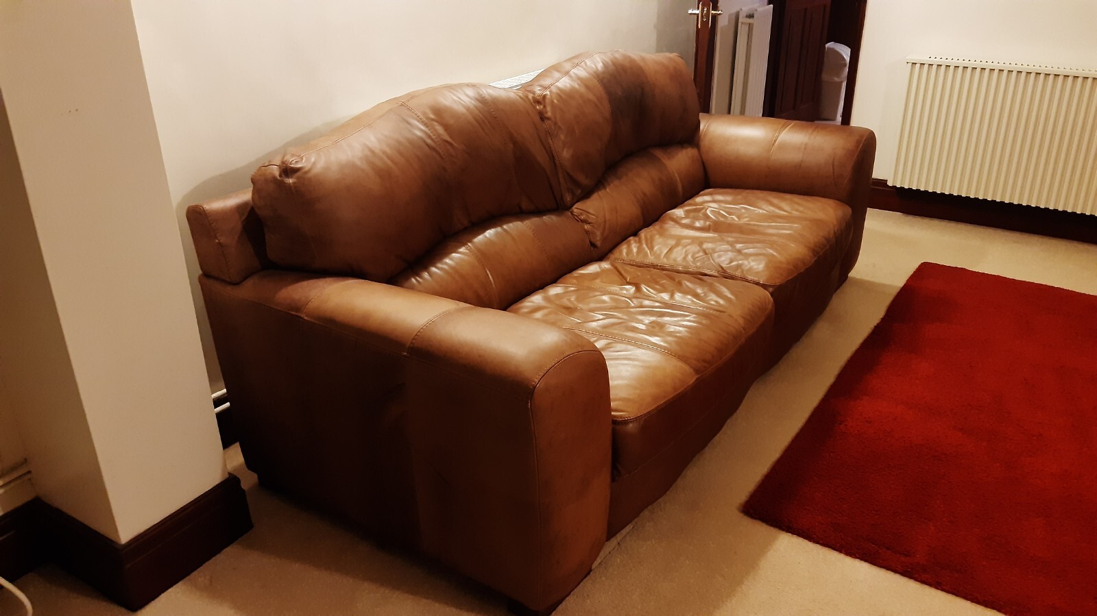 DFS Natural Leather Sofa eBay
